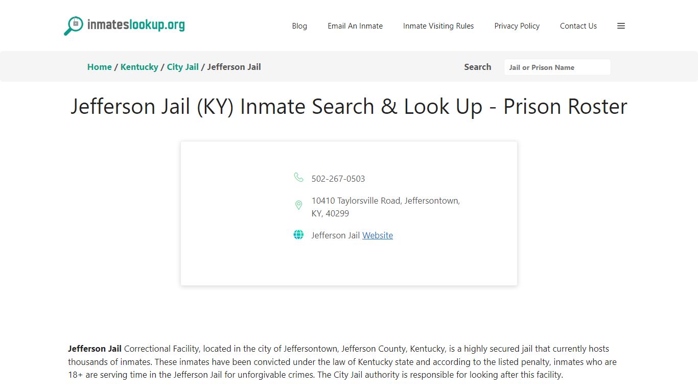 Jefferson Jail (KY) Inmate Search & Look Up - Prison Roster